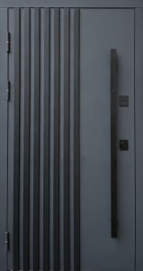 5204951050_Форт-М Преміум металмдф Ніцца  7016білий мат + нерж поріг+ручка з підсвіткою 1
